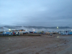 fog rolls into the camp